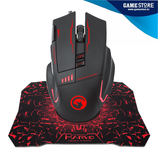 MIŠ S PODLOŠKOM ŽIČNI GAMING 3200 DPI MARVO G909+G1 COMBO CRNI-GameStore.hr